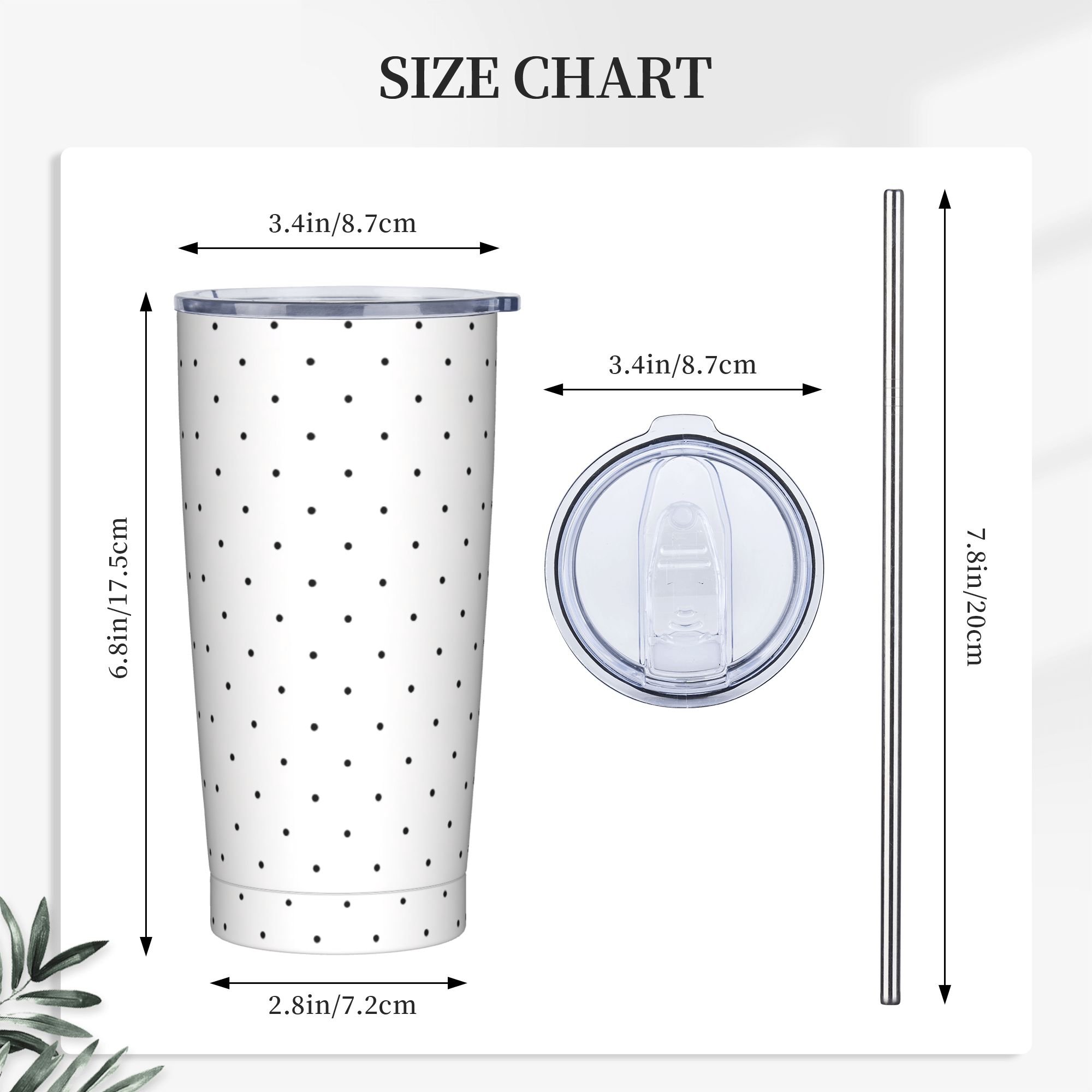 Black & White Polka Dot Patter - đánh giá và giá Tumbler 20Oz White