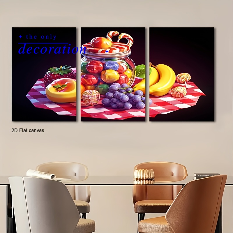 3pcs Framed Candy & Fruit Picn - đánh giá và giá Canvas Wrap Ready