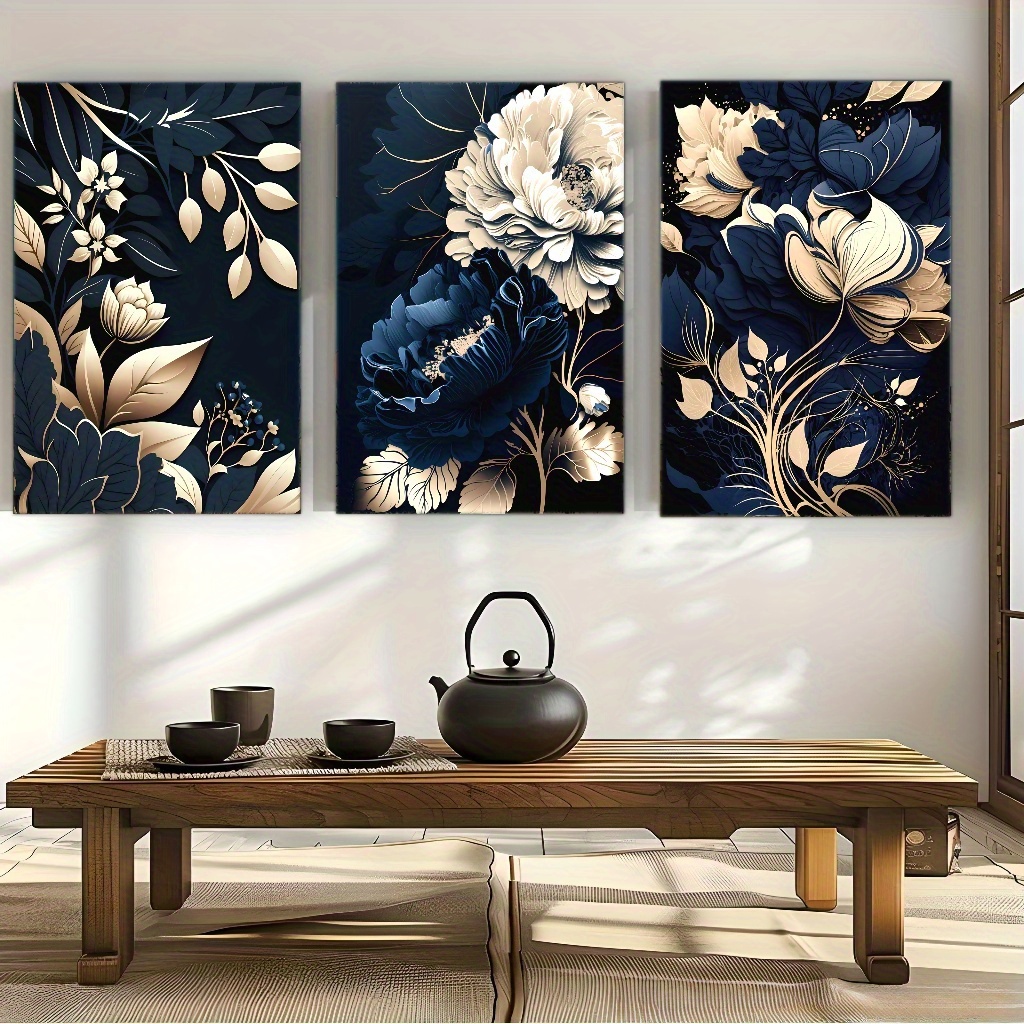 3pcs Navy Blue, Golden, Beige, - đánh giá và giá Canvas Wrap Ready